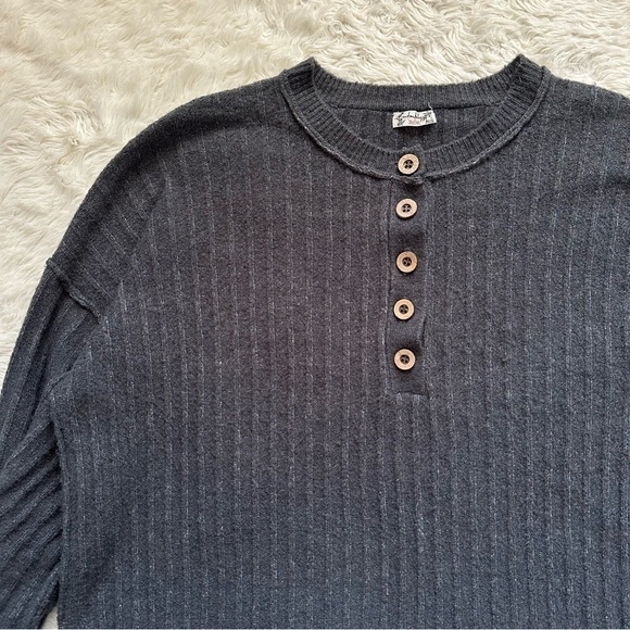 Free People Sweater Around The Clock Pullover Ribbed Charcoal Gray XS - Picture 5 of 11